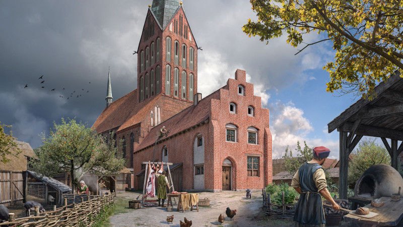 Papenhof Ende des 15. Jh. Hinterhof