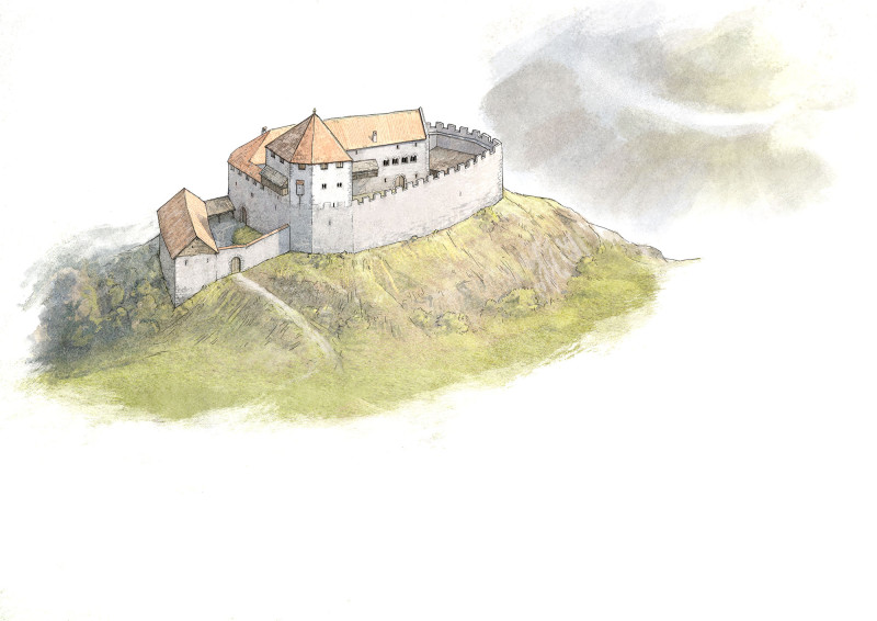 Ambras von Südwesten um 1300